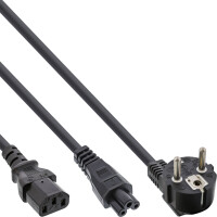 InLine® Y-power cable CEE 7/7 male angled / 3pin IEC C13 and C5 male, 2m