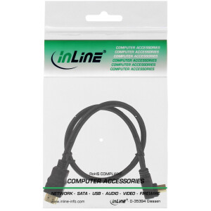 InLine® HDMI HS Kabel, gewinkelt, mit Eth., ST / ST, verg. Kont., schwarz, 1m