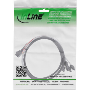 InLine® Mini SAS HD Kabel, SFF-8643 zu 4x SATA + Sideband, 1m