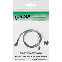 InLine® Mini SAS HD Cable SFF-8643 angled to 4x SATA + Sideband 0.5m