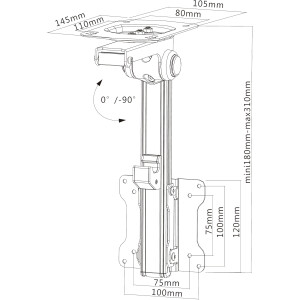 InLine® Under Cabinet Bracket for Displays up to 68cm 27" up to 20kg