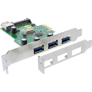 InLine® 3+1 Port USB 3.0 Host Controller PCIe with SATA Power and LP Bracket