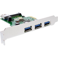 InLine® 3+1 Port USB 3.0 Host Controller PCIe with SATA Power and LP Bracket