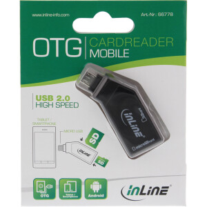 InLine® OTG Mobile Card Reader, USB 2.0, für SD+microSD, für Android Smartphone