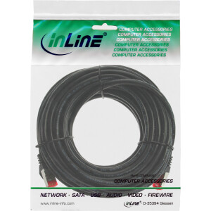 InLine® Patchkabel, S/FTP (PiMf), Cat.6, halogenfrei, Kupfer, schwarz, 15m