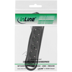 InLine® Socket strip, 5-way earth contact CEE 7/3, black, 1.5m