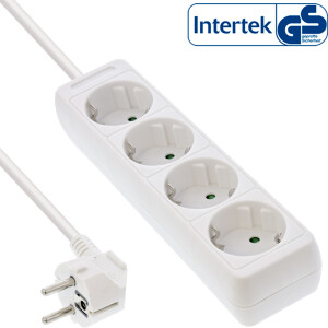 InLine® Socket strip, 4-way earth contact CEE 7/3, white, 1.5m