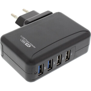 InLine® USB Power Adapter 4 Port 100-240VAC to 5V / 6A black