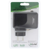 InLine® USB Power Adapter 4 Port 100-240VAC to 5V / 6A black