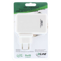 InLine® USB Power Adapter 4 Port 100-240VAC to 5V / 6A white