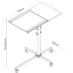 InLine® Notebook / Beamer Wagen, Höhe 70-90cm