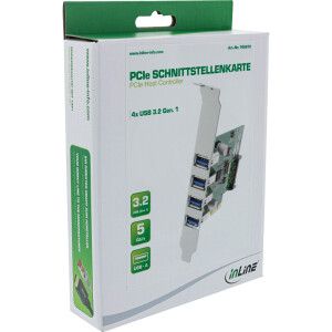 InLine® Schnittstellenkarte, 4x USB-A, USB 3.2 Gen.1, PCIe, inkl. LP Slotblech