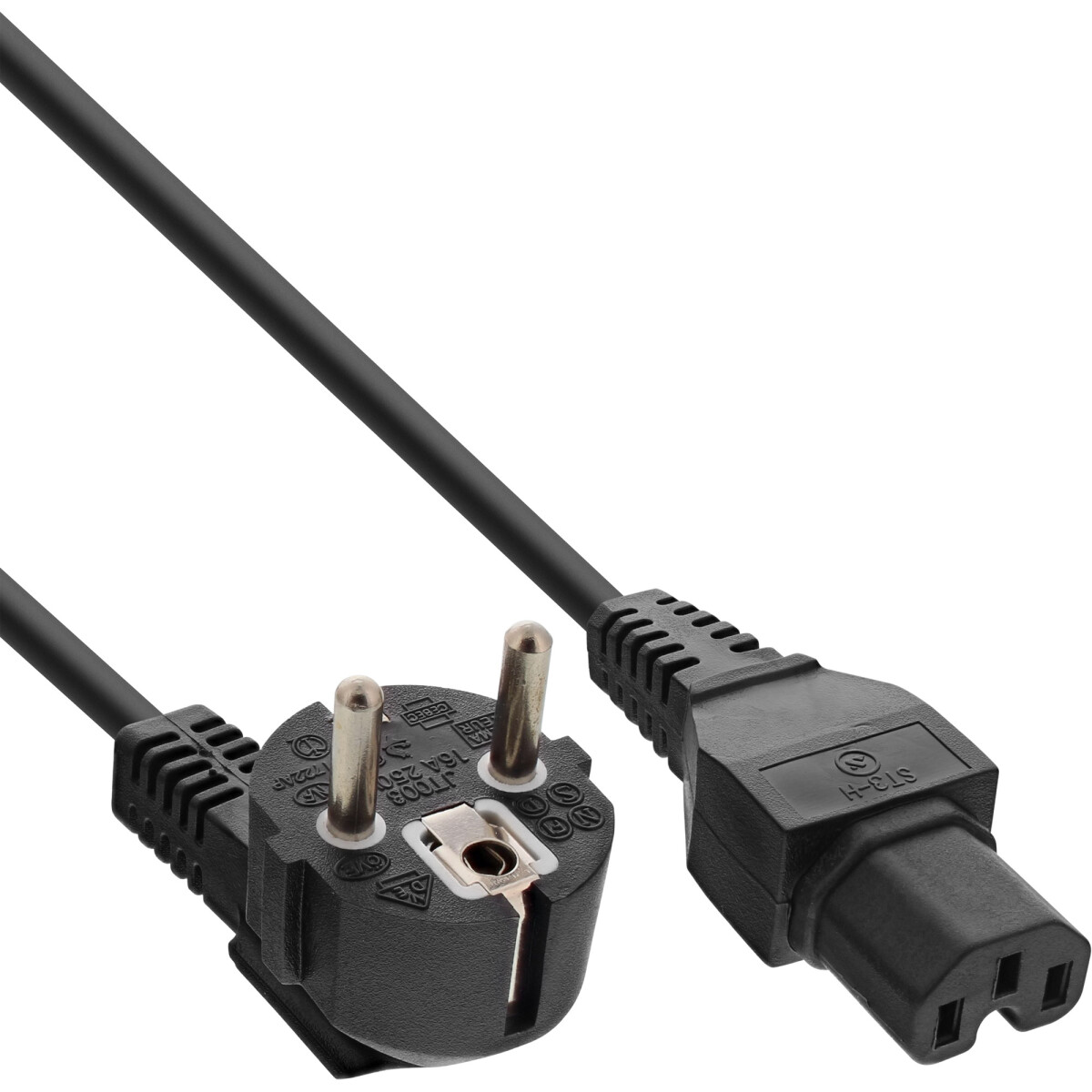 InLine® Power cable, CEE7/7 angled to C15 straight, 3...