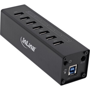 InLine® USB 3.0 Hub, 7 Port, Aluminiumgehäuse, schwarz, mit 2,5A Netzteil