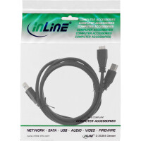 InLine® USB 3.2 Gen.1 Y-Kabel, 2x A an Micro B, schwarz, 1,5m