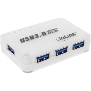 InLine® USB 3.0 Hub 4 Port with 3.5A Power Adapter white