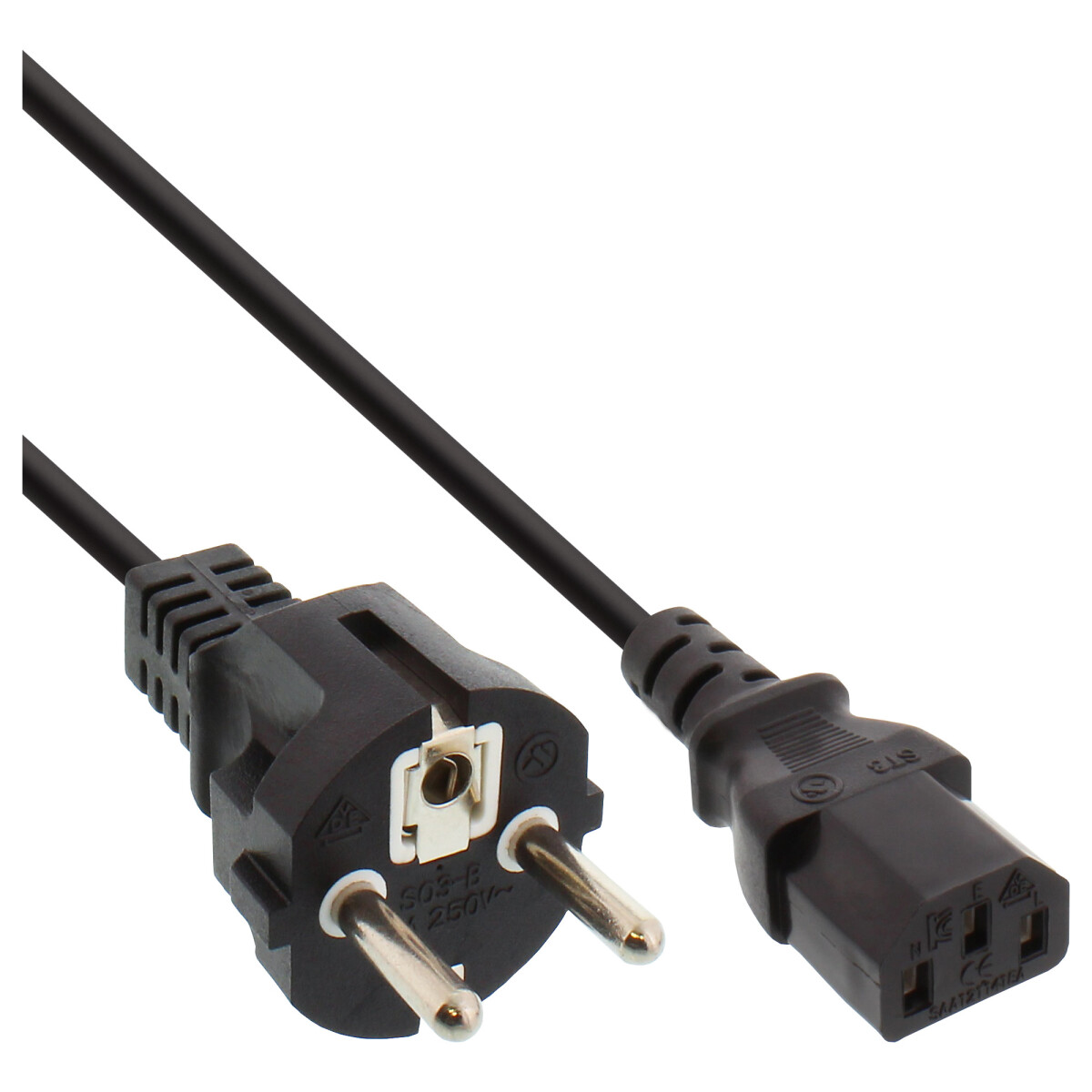 InLine® power cable, CEE 7/7 straight / 3pin IEC C13...