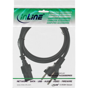 InLine® power cable, CEE 7/7 straight / 3pin IEC C13 male, black, 3m