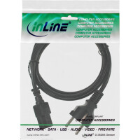 InLine® power cable, CEE 7/7 straight / 3pin IEC C13 male, black, 3m