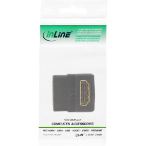 InLine® HDMI Adapter HDMI A female to female angeled gold plated