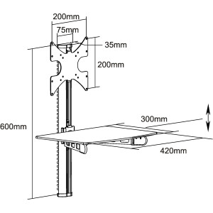 InLine® Wandhalterung, für TV bis 30kg und DVD bis 10kg, bis ca. 81cm (32"), silber