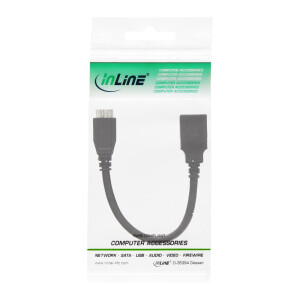 InLine® Micro-USB 3.0 OTG Adapterkabel, Micro-B Stecker an USB A Buchse, 0,15m