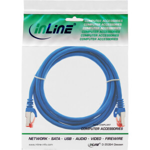 InLine® Patchkabel, S/FTP (PiMf), Cat.6, 250MHz, PVC, CCA, blau, 3m