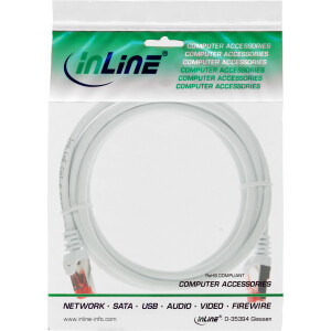 InLine® Patchkabel, S/FTP (PiMf), Cat.6, 250MHz, PVC, CCA, weiß, 1m