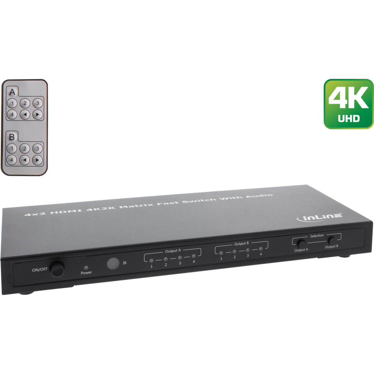 InLine® HDMI Matrix Switch, 4K2K, 4 inputs to 2 outputs
