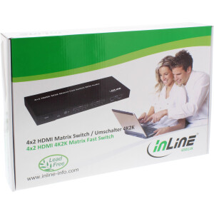 InLine® HDMI Matrix Switch / Umschalter, 4K2K, 4 Eingänge auf 2 Ausgänge