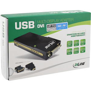 InLine® USB Graphics Card USB 2.0 to DVI with DVI to VGA & DVI to HDMI Adapter