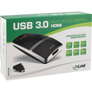 InLine® USB Graphics Card USB 3.0 to HDMI + HDMI to DVI Adapter max. 2048x1152