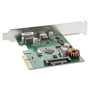 InLine® Schnittstellenkarte, PCIe x4, 2x USB 3.1 Gen.2, Typ A + Typ C, inkl. Low-Profile Slotblech