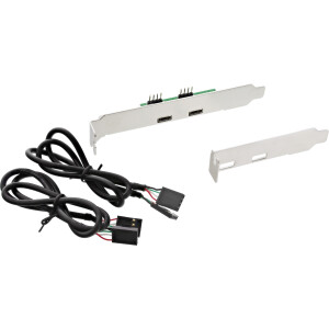 InLine® Slotblech USB 2.0, 2x USB Buchse Typ C auf intern Mainboardanschluss, 0,5m