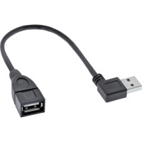 InLine® Smart USB 2.0 Verlängerung gewinkelt, ST / BU, Typ A, schwarz, 0,2m