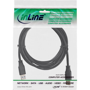 InLine® USB 3.2 Gen.1 Kabel, A an A, schwarz, 0,5m