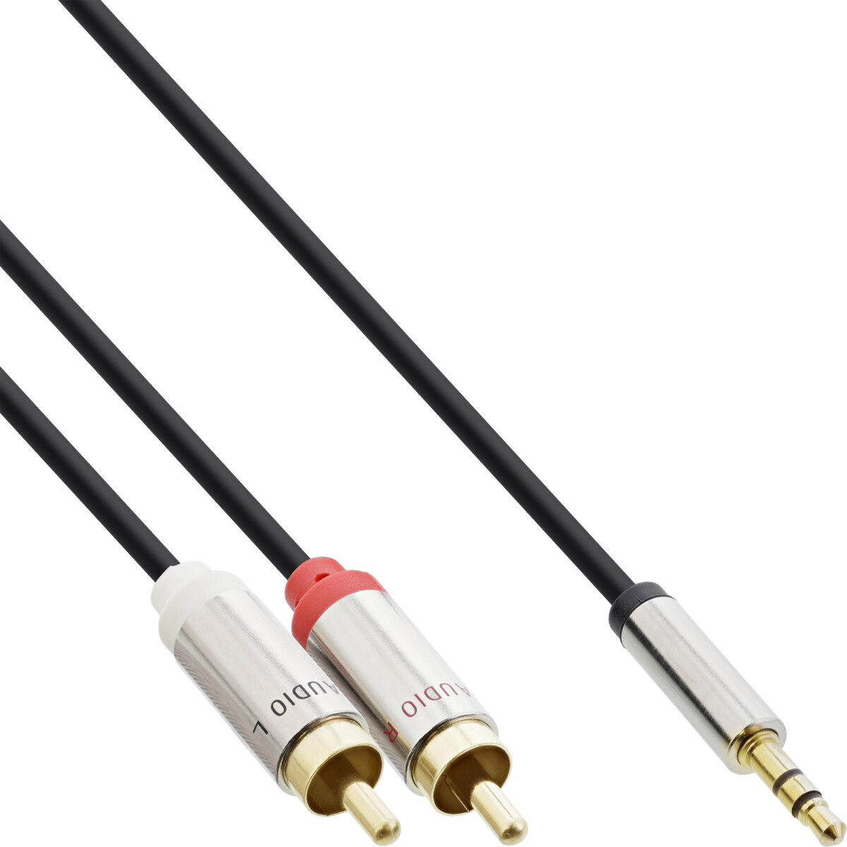 InLine® Slim Audio Cable 3.5mm male / 2x RCA male 0.5m