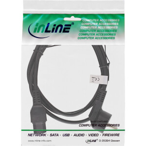 InLine® Netzkabel, Schutzkon. gew. auf Warmgerätest. C15 gerade, schwarz, 3m