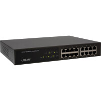 InLine® Gigabit networking switch 16 port, 1GBit/s, 27,94cm (11"), metal, without fan, with 19" mounting brackets