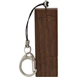 InLine® USB 3.0 Flash drive, woodline walnut, with Keychain, 8GB