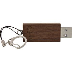 InLine® USB 3.0 Flash drive, woodline walnut, with Keychain, 8GB