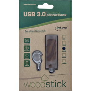 InLine® woodstick USB 3.0 Speicherstick, Walnuss, 8GB