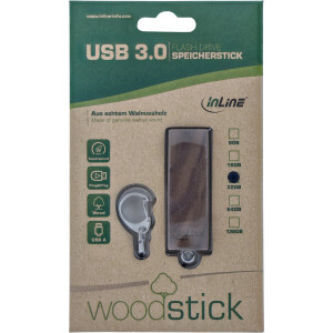 InLine® woodstick USB 3.0 Speicherstick, Walnuss, 128GB