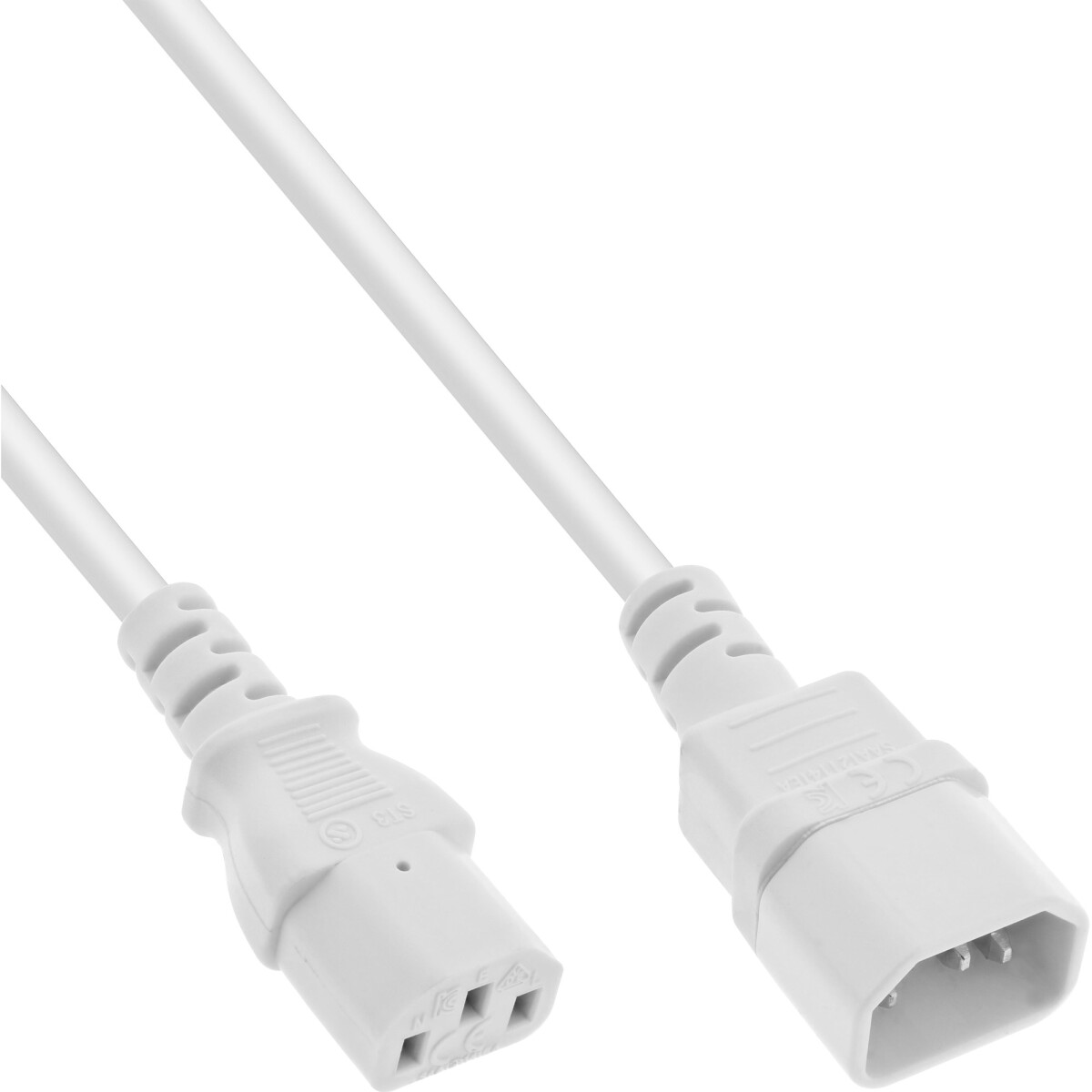 InLine® power cable extension, C13 / C14, white, 1m