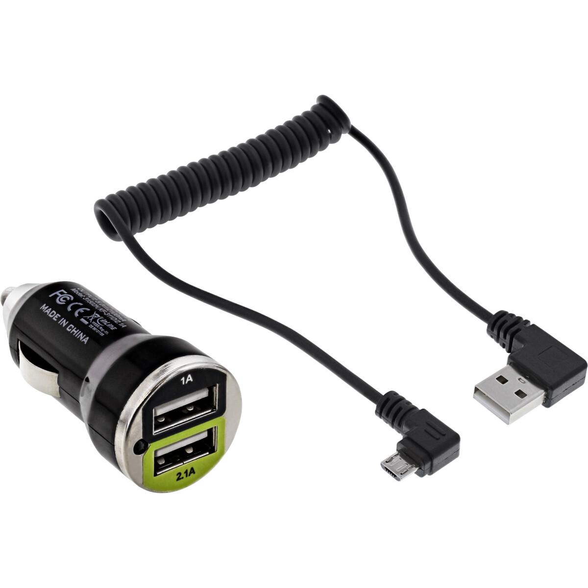 InLine® USB DUAL+ KFZ-Ladeset, Stromadapter 1m Kabel,...