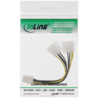 InLine® Power adaptor cable, 2x 5.25" male / 8pin PCI-Express male, 0.15m