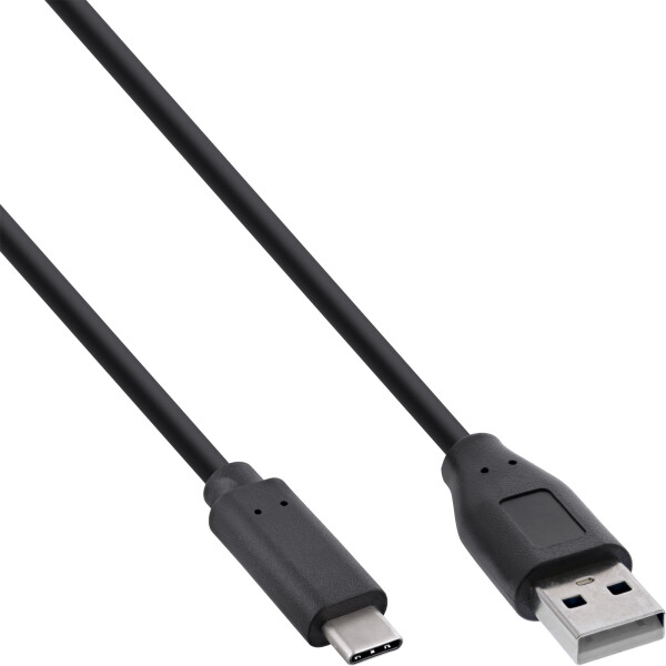 InLine® USB 2.0 Cable, USB-C male / USB-A male, black, 0.5m