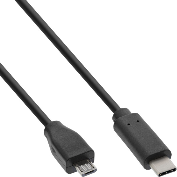 InLine® USB 2.0 Cable, USB-C male / Micro-B male, black, 0.5m