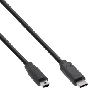 InLine® USB 2.0 Cable, USB-C male / mini-B male (5pin), black, 5m