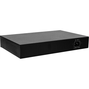 InLine® PoE+ Gigabit Netzwerk Switch 5 Port (4x PoE+), 1GBit/s, 11" (19" Winkel enthalten), Metall, lüfterlos